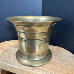 Antique European Brass Mortar Bowl Solid Cast Bronze Heavy Apothecary Vessel